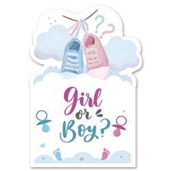 Set a 15 pink/blue gender reveal party invitations