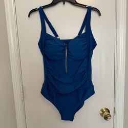 Blue one piece swimsuit size L