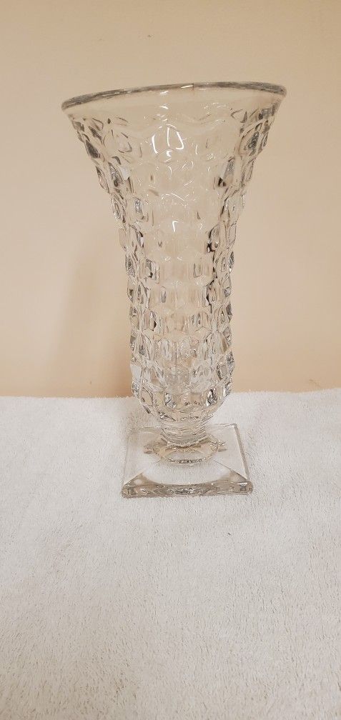 Antique Glass Vase w/Pedestal 10" Tall
