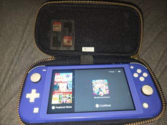 Blue Nintendo Switch, 2 games, case and charger