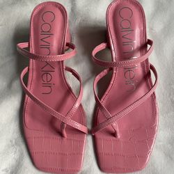 Calvin Klein Womens Becca Slip-On Medium Pink Strappy Heels