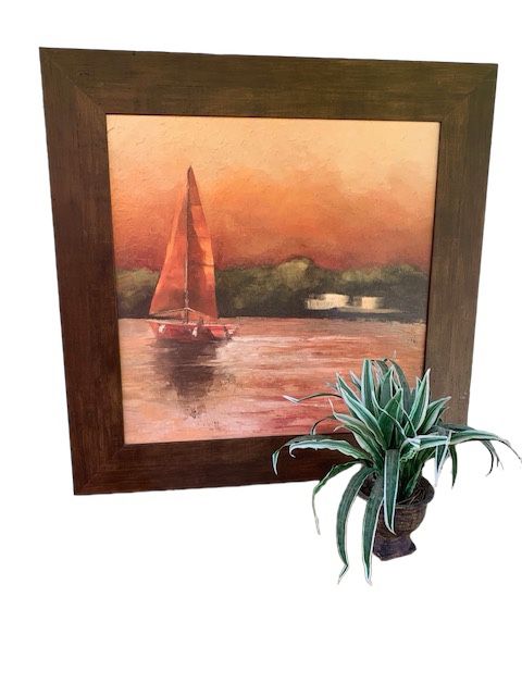 Wood Framed Sailboat At Sunset 32’ X 32”