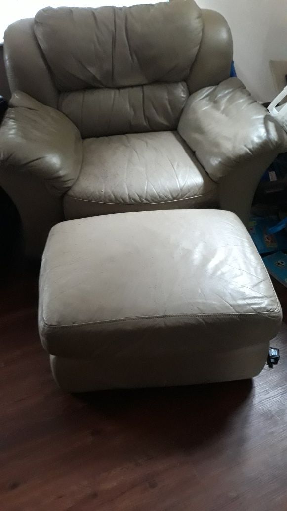 Leather couch .chair and ottoman