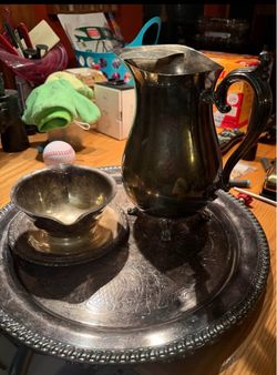 Silver-Plate Pitcher, Bowl, and Tray Set