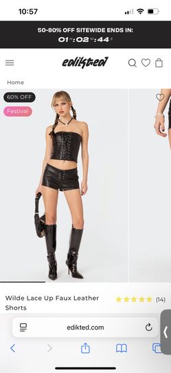 NEW Editked Faux Leather Mini Shorts Sz S