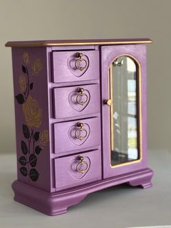 Purple wood jewelry box refurbished