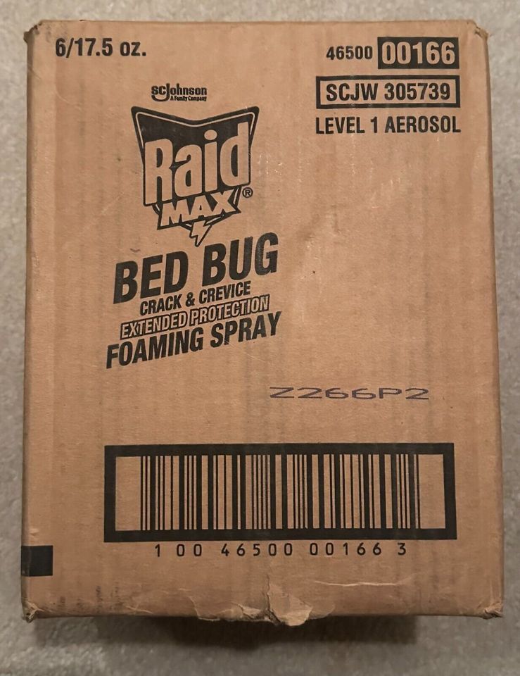 Raid Max Lot of 6 Aerosol Foaming Crack and Crevice Bed Bug Killer 17.5 oz.