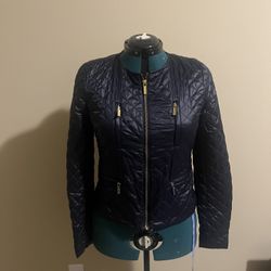 Michael Kors, New Black Puffer Jacket With Gold Zippers Size Medium