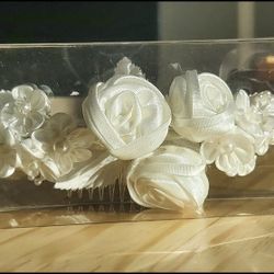 White Wedding Hair Comb for Bride