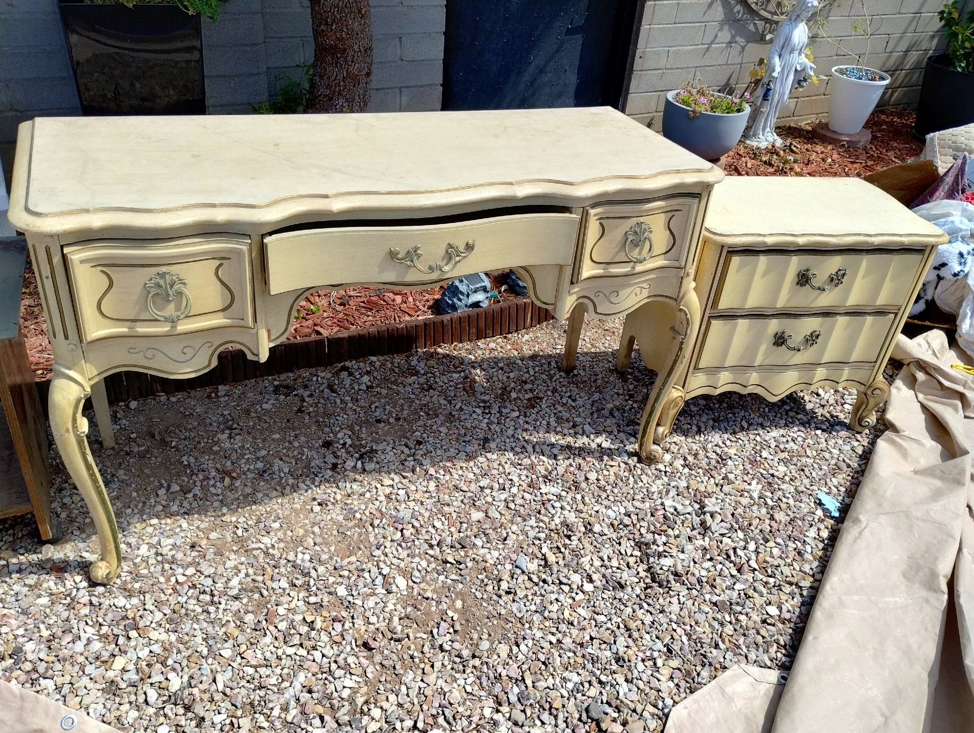 Antique Vanity Desk And Night Stand Set