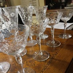 Vintage Etched Crystal Glassware 