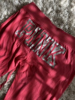 Y2K PINK VICTORIA SECRET BOOTY LABELED RHINESTONE 2000S SWEATS!!💕💓 HOT PINK