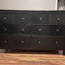 Wide Black 8 Drawer Dresser – Solid Storage Pi