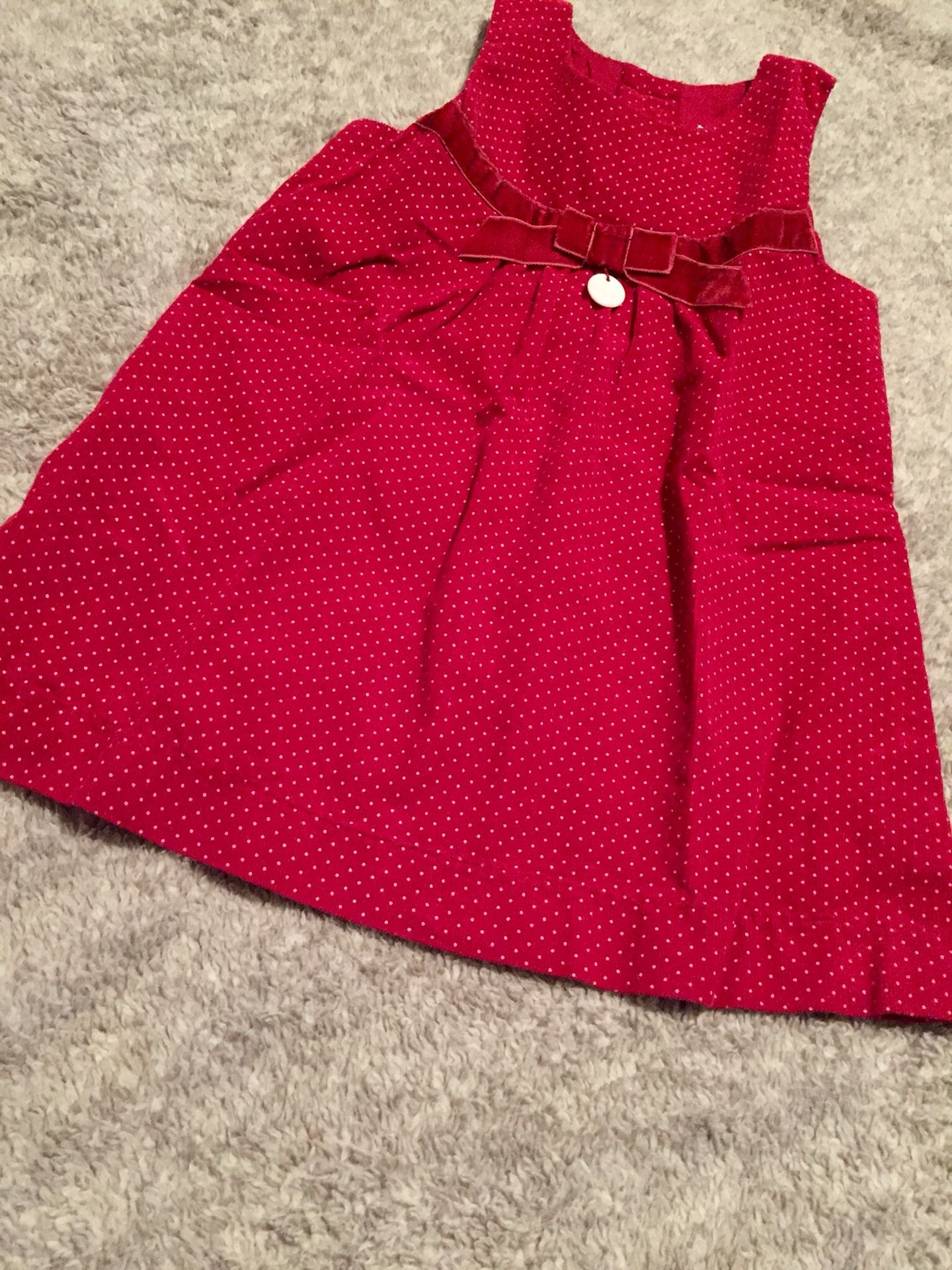 VGUC 24 2T Red Polka Dot Corduroy Dress