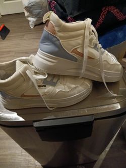 High-Top Fashion Sneakers Cream Pink Blue