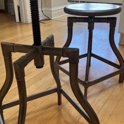 Crate & Barrel Turner Gunmetal Adjustable Backless Counter Stools