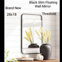 Brand New  28x18 Black Slim Floating Wall Mirror Threshold & Studio Mc Gee