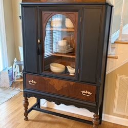 Black Antique China Cabinet 