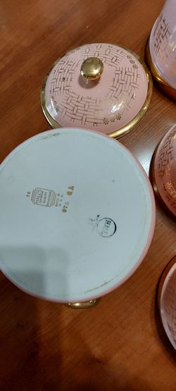 Halls China  Pink With Gold Basketweave