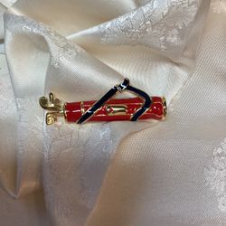 Vintage Red Black Enamel Golf Bag Brooch