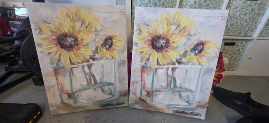 Sunflower Canvas Wall Art Paintings Set of 2
