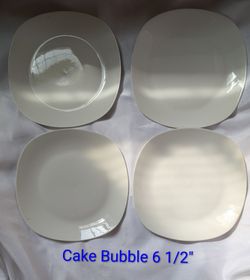 6.5 INCH WHITE ROUNDED SQUARE DESIGN FOR ELEVATED PLATES, ceramic/porcelain appetizer, dessert plates