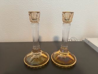 vintage glass candlesticks