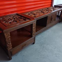 Antique Hand Carved Asian Living Room Tbls 