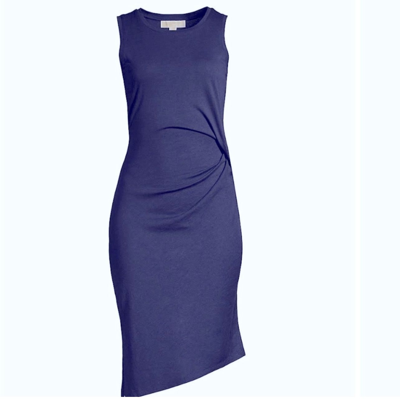 MICHAEL MICHAEL KORS SOLID WOMEN’S CREWNECK DRAPED DRESSSIZE L