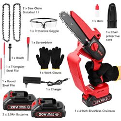 Portable Handheld Small Chainsaw with 2 Chains, Security Lock