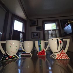 1980's Memphis Style Porcelain Mugs