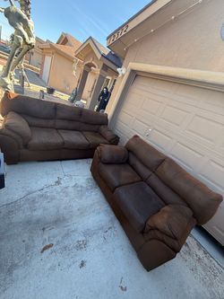 Brown Microfiber Sofa and Loveseat Set