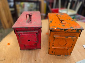 Vintage Metal Ammo Boxes – Set of 2