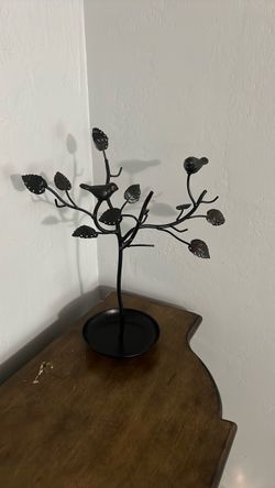 Black Metal Tree Jewelry Organizer Stand