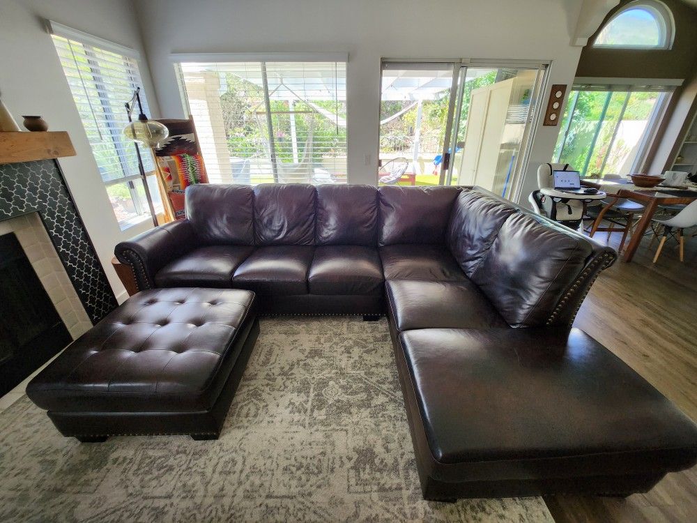 Brown Couch & Ottoman