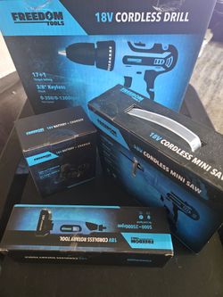 BRAND NEW 4 PC  FREEDO M TOOL SET *( BATT, DRILL, SAW, ROTARY TOOL