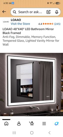 LOAAO 48x40 LED Bathroom Mirror Black Framed