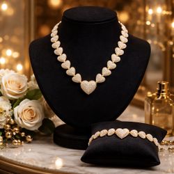 VIRAL Valentine’s Day Full Zirconia Gold Plated SET/ Oro Laminado  High Quality/Alta Calidad 