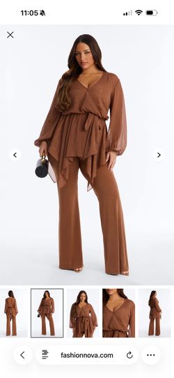 Plus size brown jumpsuit