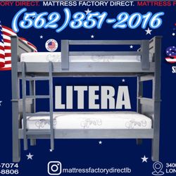 Twin Grey Bunk Bed With Mattresses Colchones Nuevos 