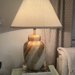 Mid-Century Modern Marble Glazed Ginger Jar Form Table Lamp