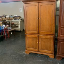 Large Solid Wood Entertainment Center 