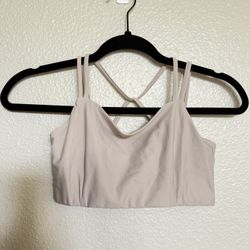 MANOLA Movement Atelier Sports Bra Small Beige Strappy Back Luxury Yoga Pilates