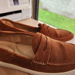 Patina Brown Suede Leather Loafers