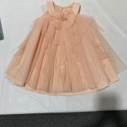 Bonnie Baby toddler girl size 18 month peach colored tulle ruffled dress - perfect for Easter