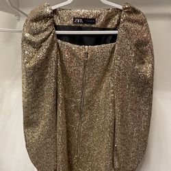 Zara Gold Sequin Dress Size XS