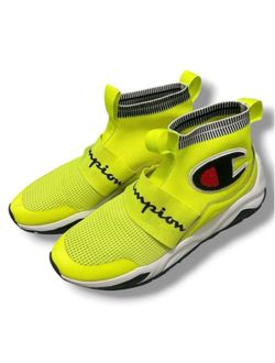 Champion Men's Rally Pro Sneakers Neon Yellow High Top Size 12 Excellent Condition