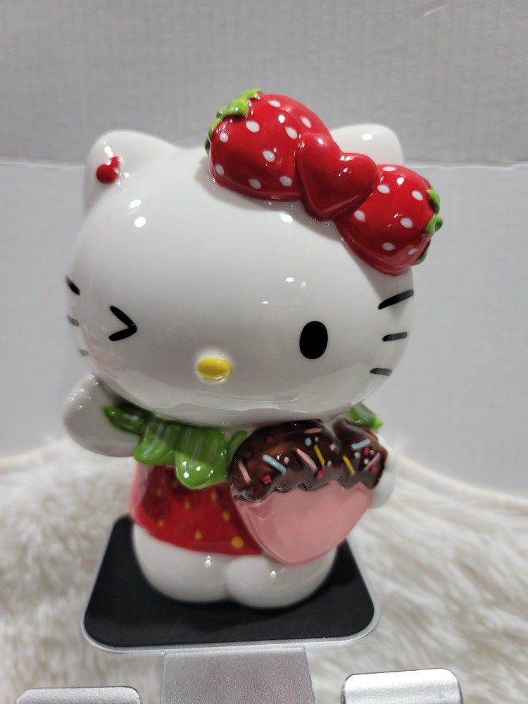 Hello Kitty with Strawberry Bow Cute Winking Figurine Blue Sky Clayworks New