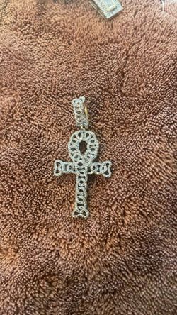 10K Gold Diamond Ankh Pendant