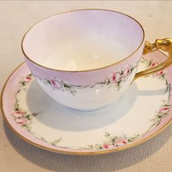 Pink Rose Garland Teacup and Saucer